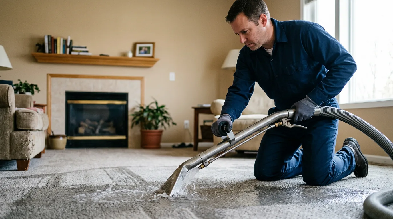 Water damage restoration technician working near Epworth, IA